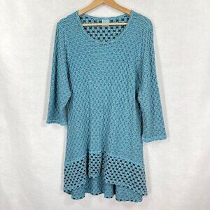 Color Me Cotton Textured Tunic Bold Lagenlook Art to Wear Coastal Grandma Boho L
